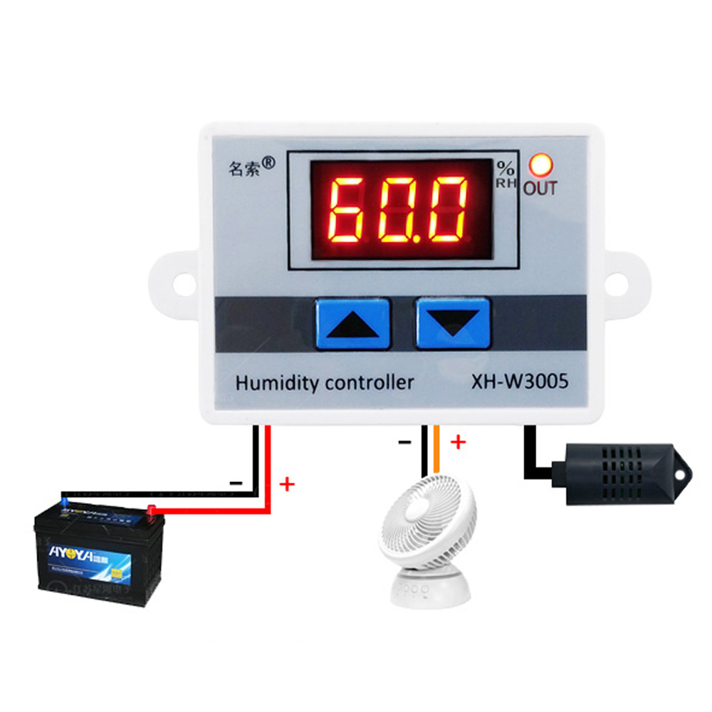 XH-W3005 Digitální hygrostat s displejem (regulátor vlhkosti)