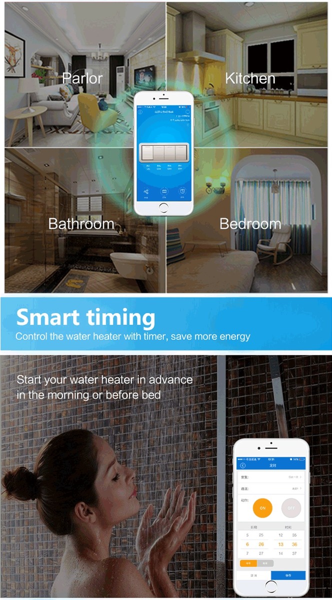 4 kanálový bezdrátový Smart Home WiFi přepínač