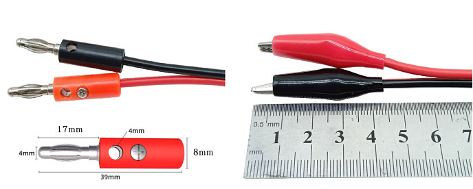 Testovací kabel 4mm banánky - krokosvorky 0.5m, sada červená-černá