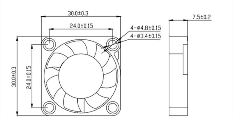 Raspberry Pi bezkartáčový ventilátor pro chlazení procesoru  rozměry: 30x30x2mm, 2pin, 5V