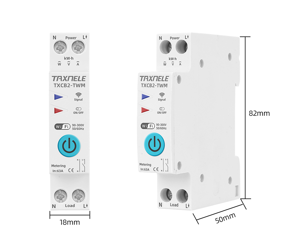 TXCB2 63A 1P+N WIFI Smart Switch Elektroměr KWh