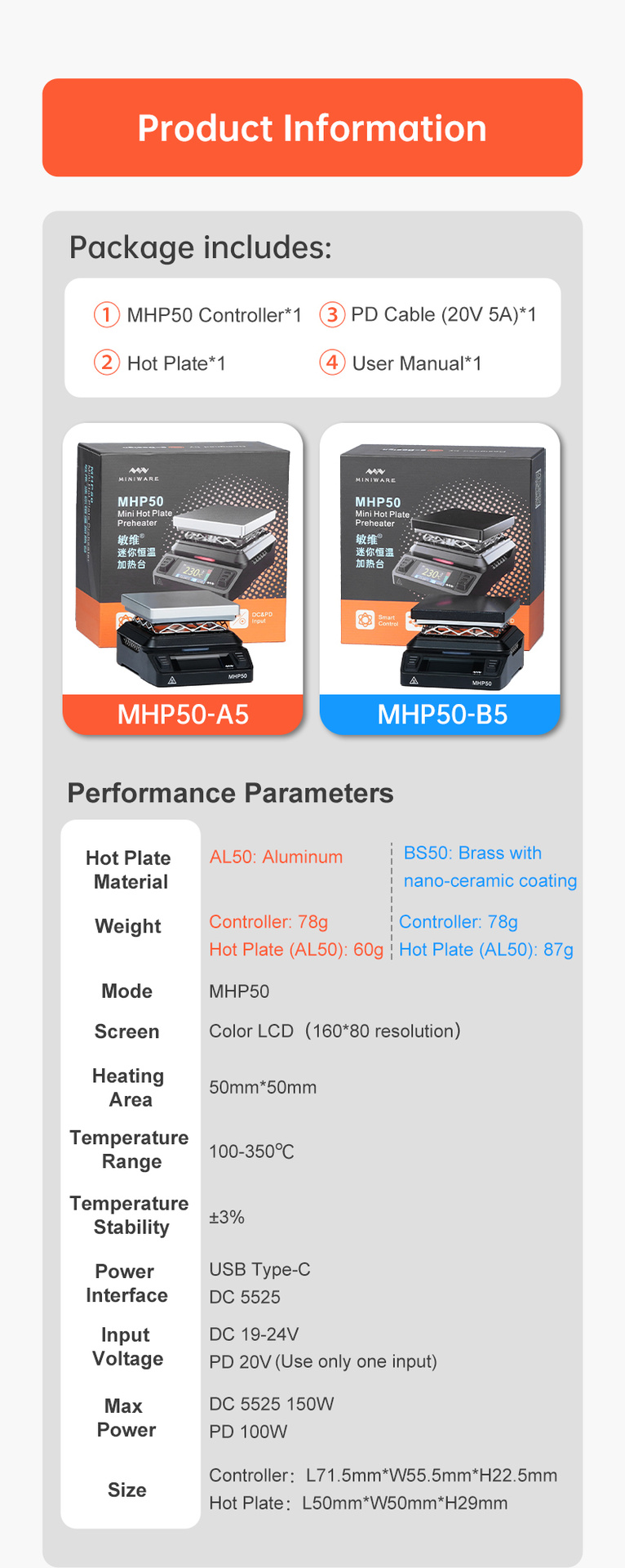MHP50 Mini Hot Plate Preheater