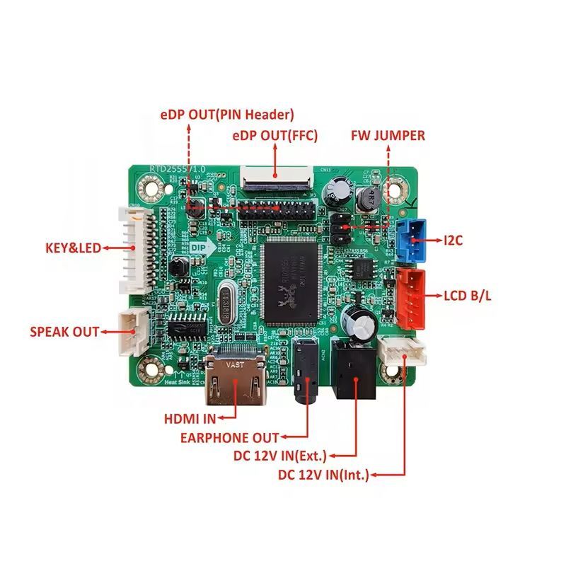 RT2555 univerzální eDP TFT displej ovládací deska s audio vstupem