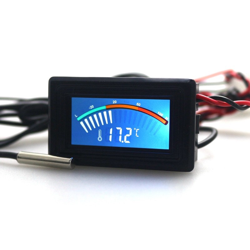 Barevný digitální  LED teploměr vestavný typ gauge, teploměr do auta