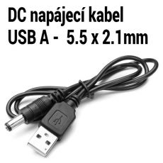 U2-184-BK  DC napájecí kabel z USB A portu na jack 5.5 x 2.1 mm