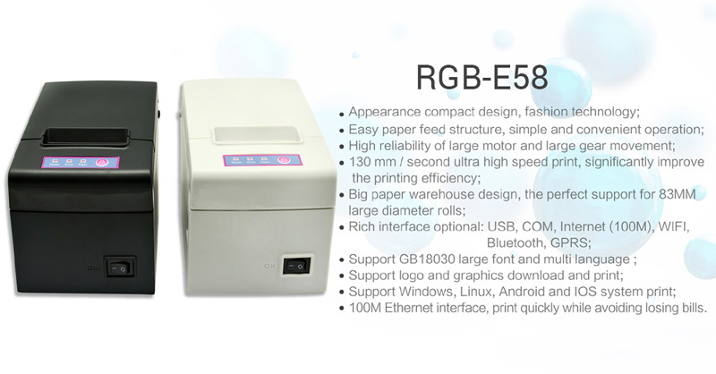 RGB-E58 58mm USB stolní termální DT tiskárna čárových kódů, štítků