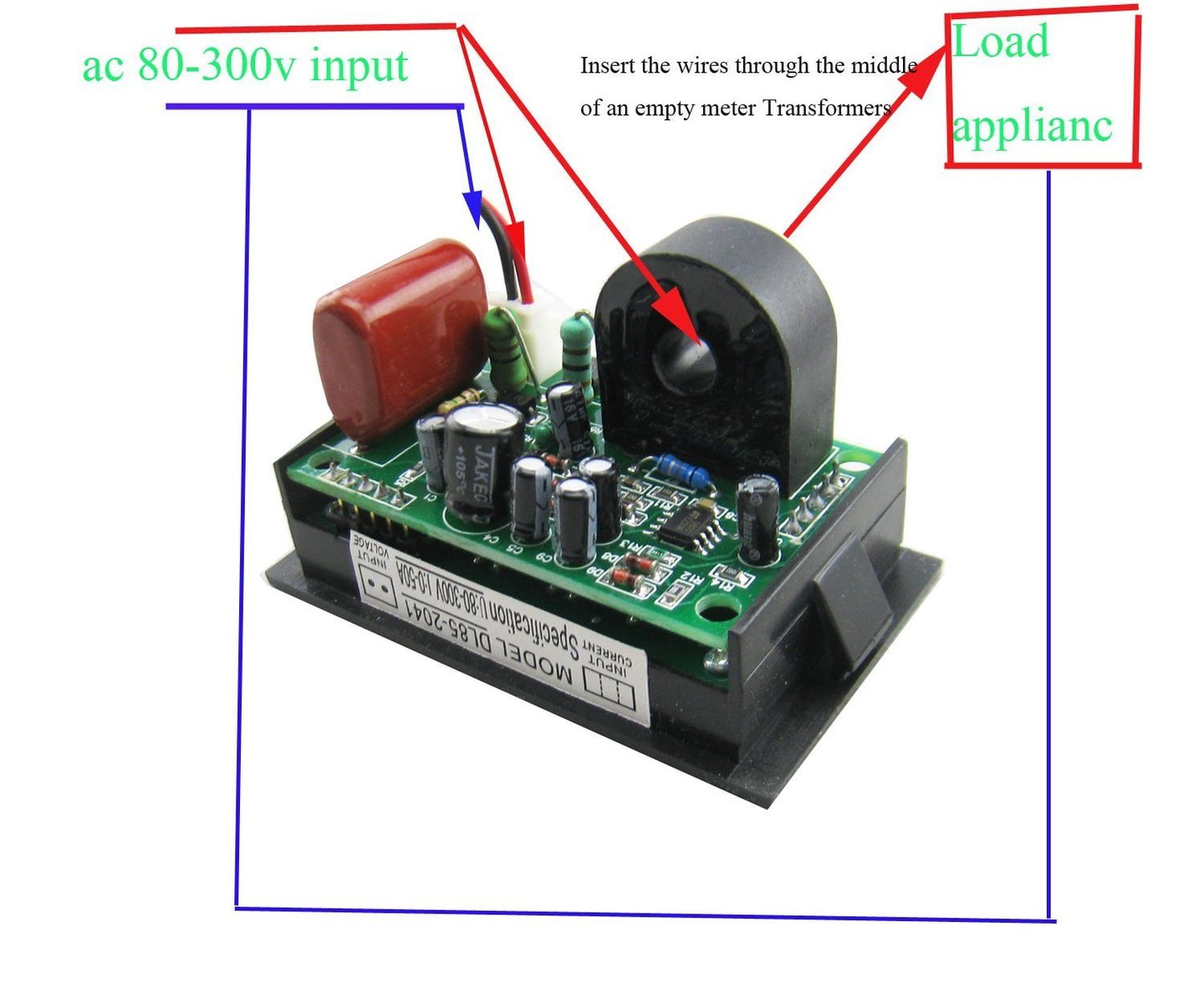 DL85-2041 AC 80-300V 50A 2v1 LED digitálny ampérmeter/voltmeter 