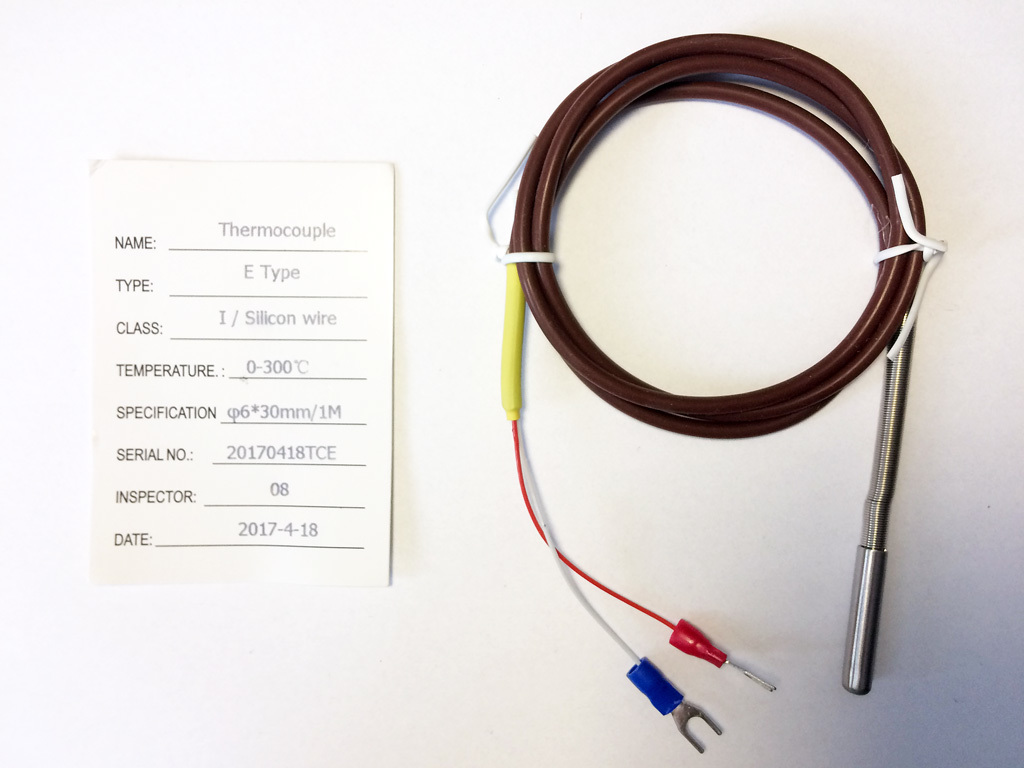 TC type E termočlánkové teplotní čidlo se silikonovým kabelem