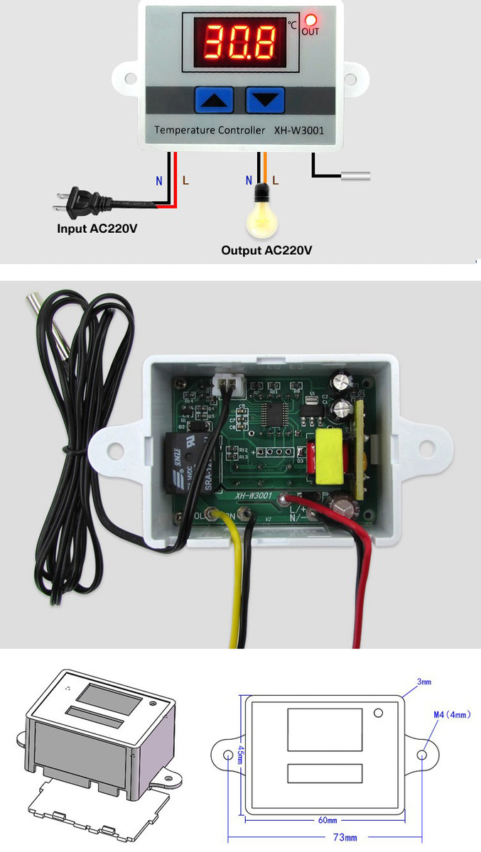 XH-W3001 -50 až 110 °C 12V Elektronický regulátor teploty