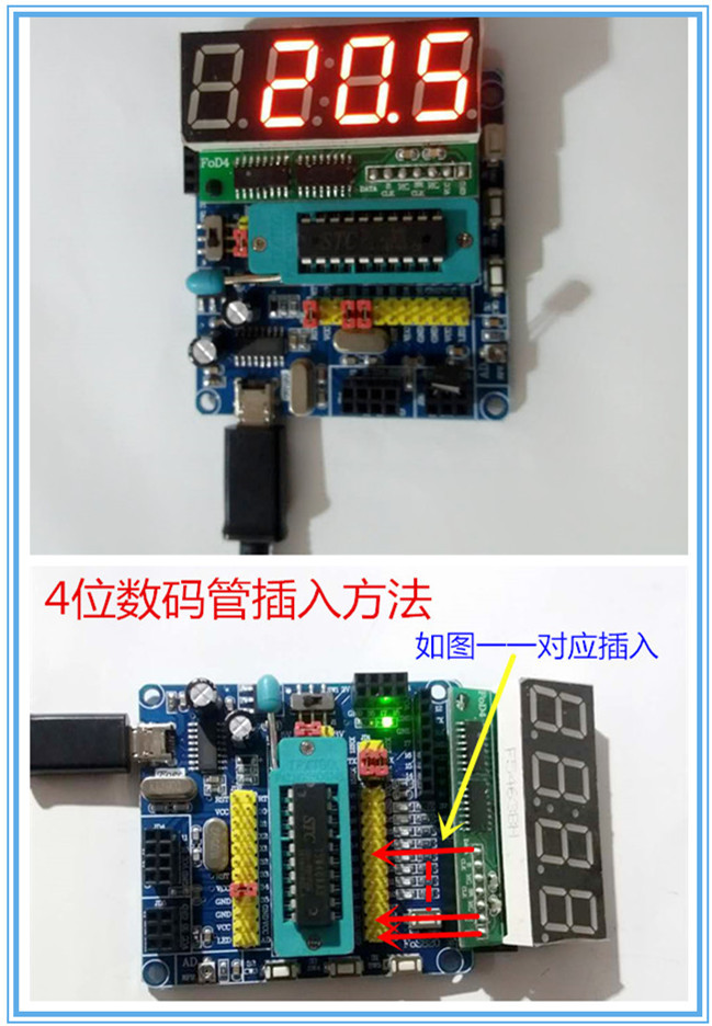 FoS820 SCT 12C2052 vývojová deska + LED modul