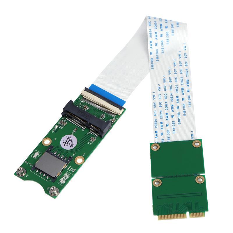 Mini PCI-E X mSATA Flexible Extender Cable with SIM 8 Pin Card Slot