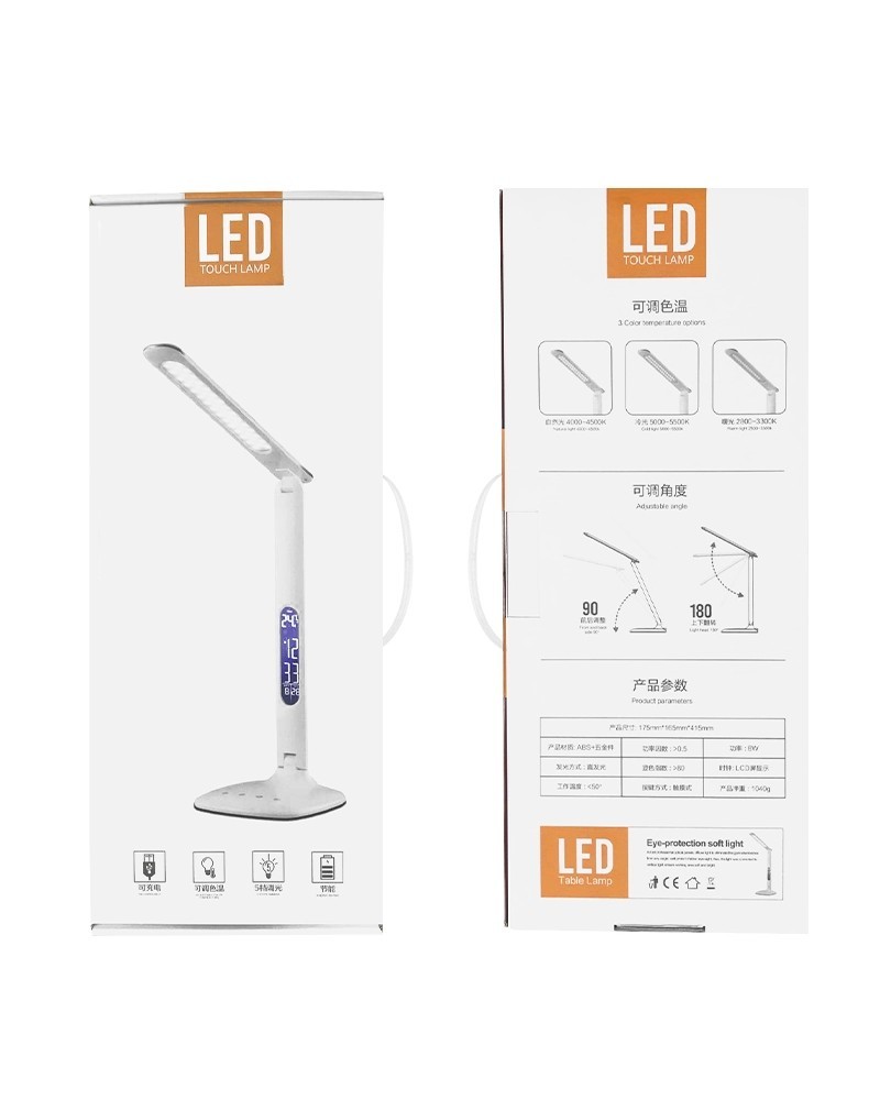 LD608 Stmívatelná LED stolní lampa, 8W, hodiny