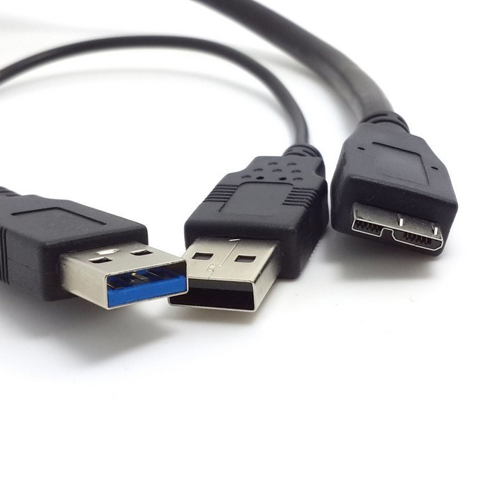 Micro USB B 3.0 kabel s přídavným napájecím kabelem pro externí hard disky