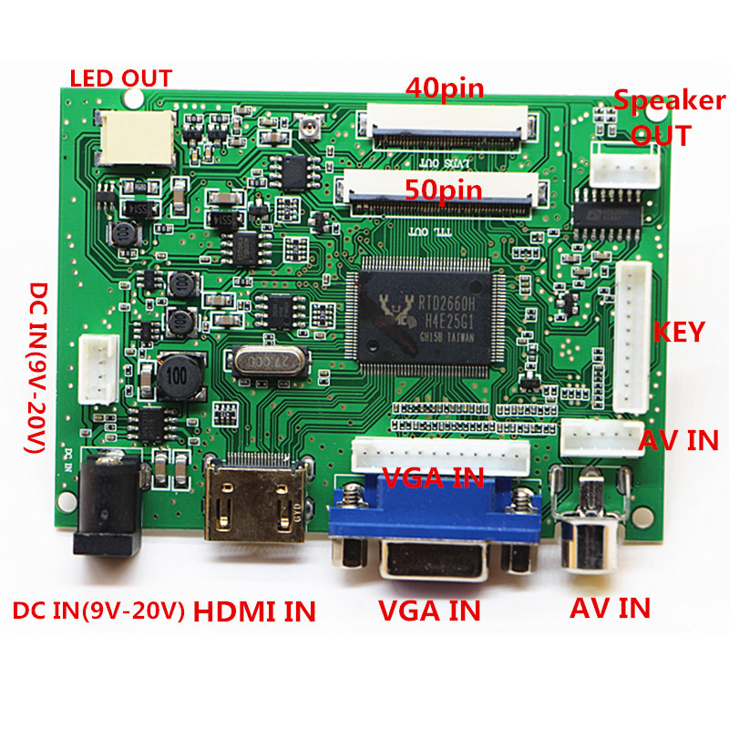 HDMI+VGA+ 2AV+YPBPR+audio LCD ovládací deska sada.