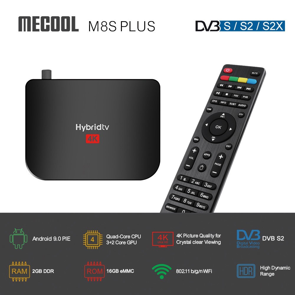 MECOOL M8S Plus DVB-S/S2/S2 2/16GB Android 9.0 Pie