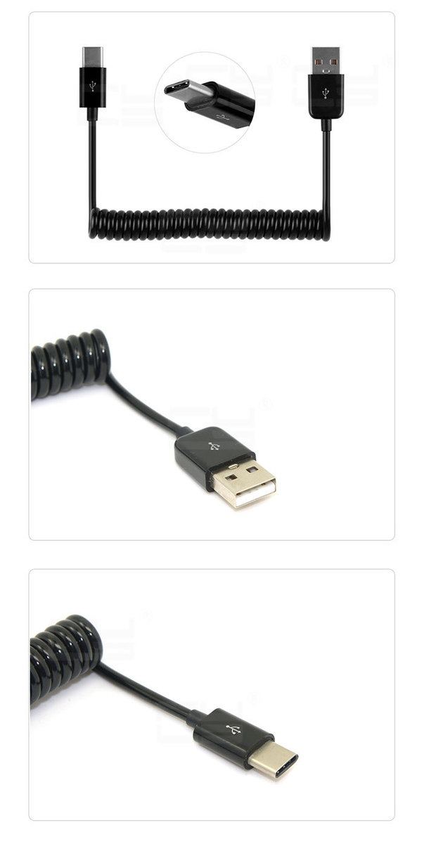 UC-318-BK USB 3.1 C/M - USB 2.0 A/M, černý, 3m, pružinový kabel