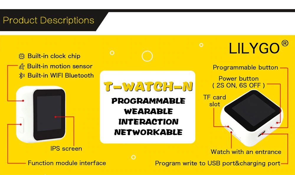 LILYGO® TTGO T-Watch programovatelné hodinky s ESP32