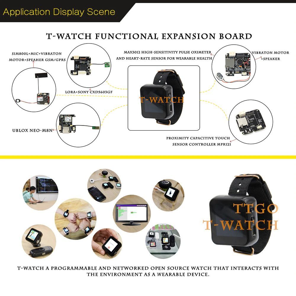 LILYGO® TTGO T-Watch-N programovatelné hodinky s ESP32 dotyk