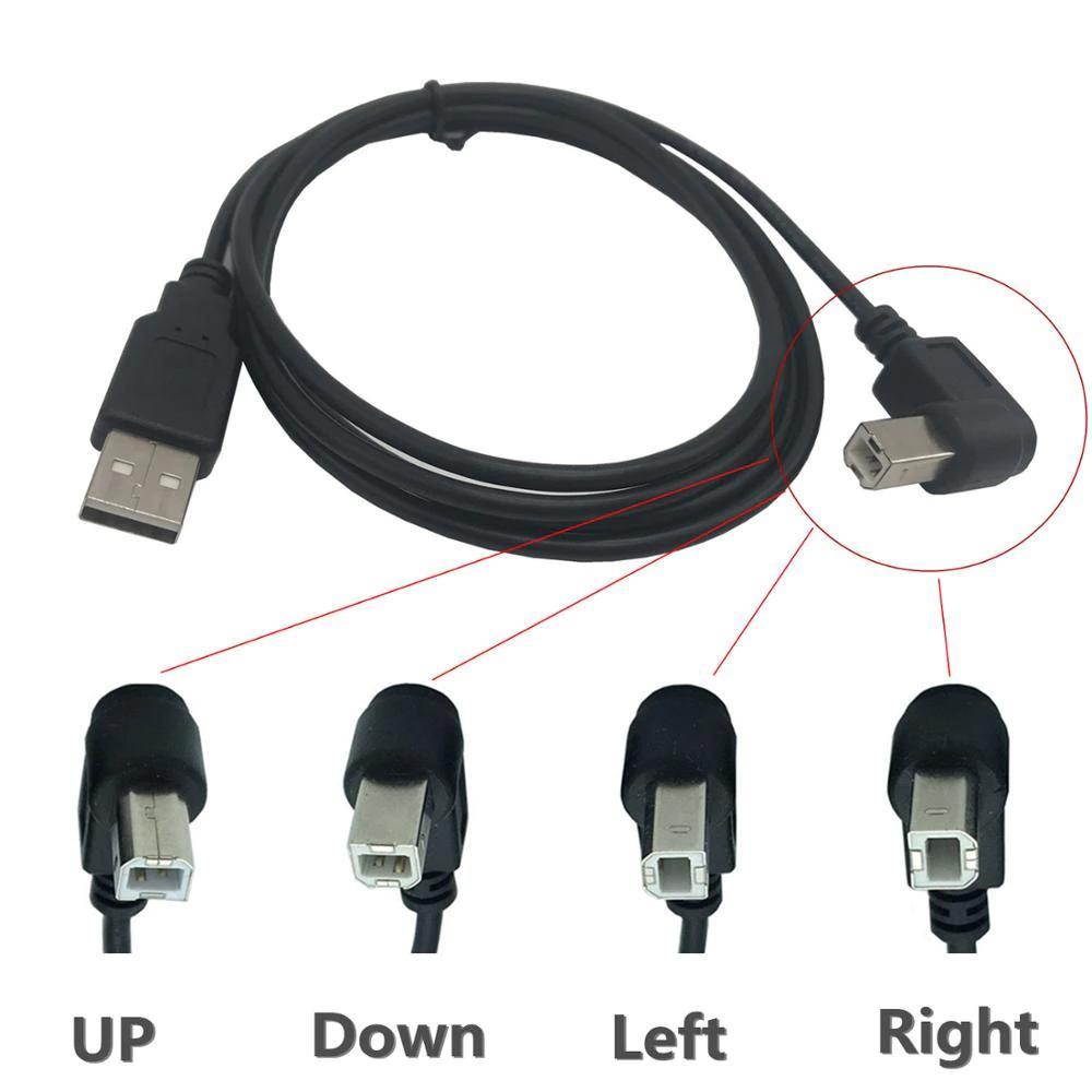 Kabel USB 2.0, A-B, 1.5m se USB-B konektorem zahnutý