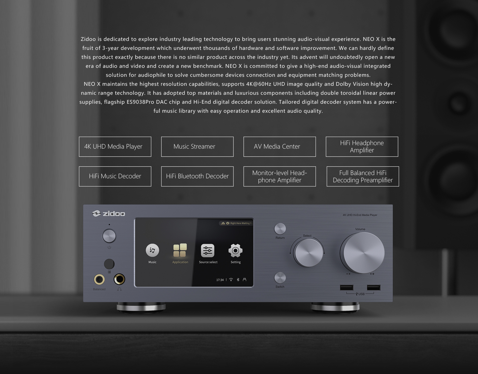 ZIDOO X Ultra-HD 4K HDR Hi-Fi Android multimediální přehrávač