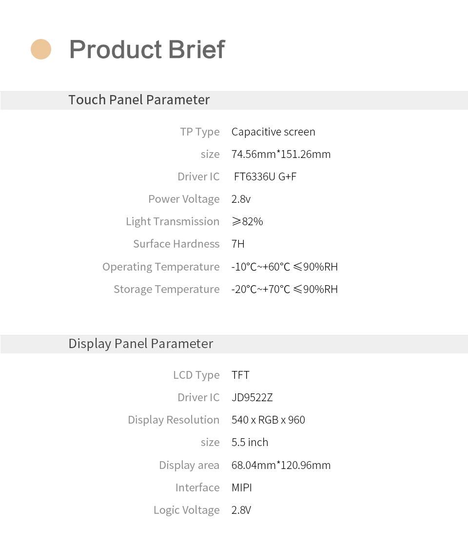 5.5 inch dotykový displej TFT pro Orange Pi 4G-IOT 