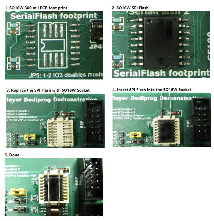 SPI Flash SMT Socket 16 Pin testovací patice