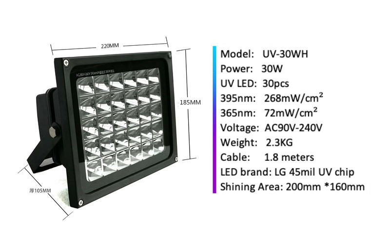 395nm UV LED 8W/10W/20W/40W/60W  lampa pro vytvrzování lepidla