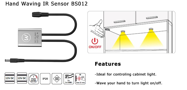 BS012 infračervený snímač pohybu reagující na pohyb rukou
