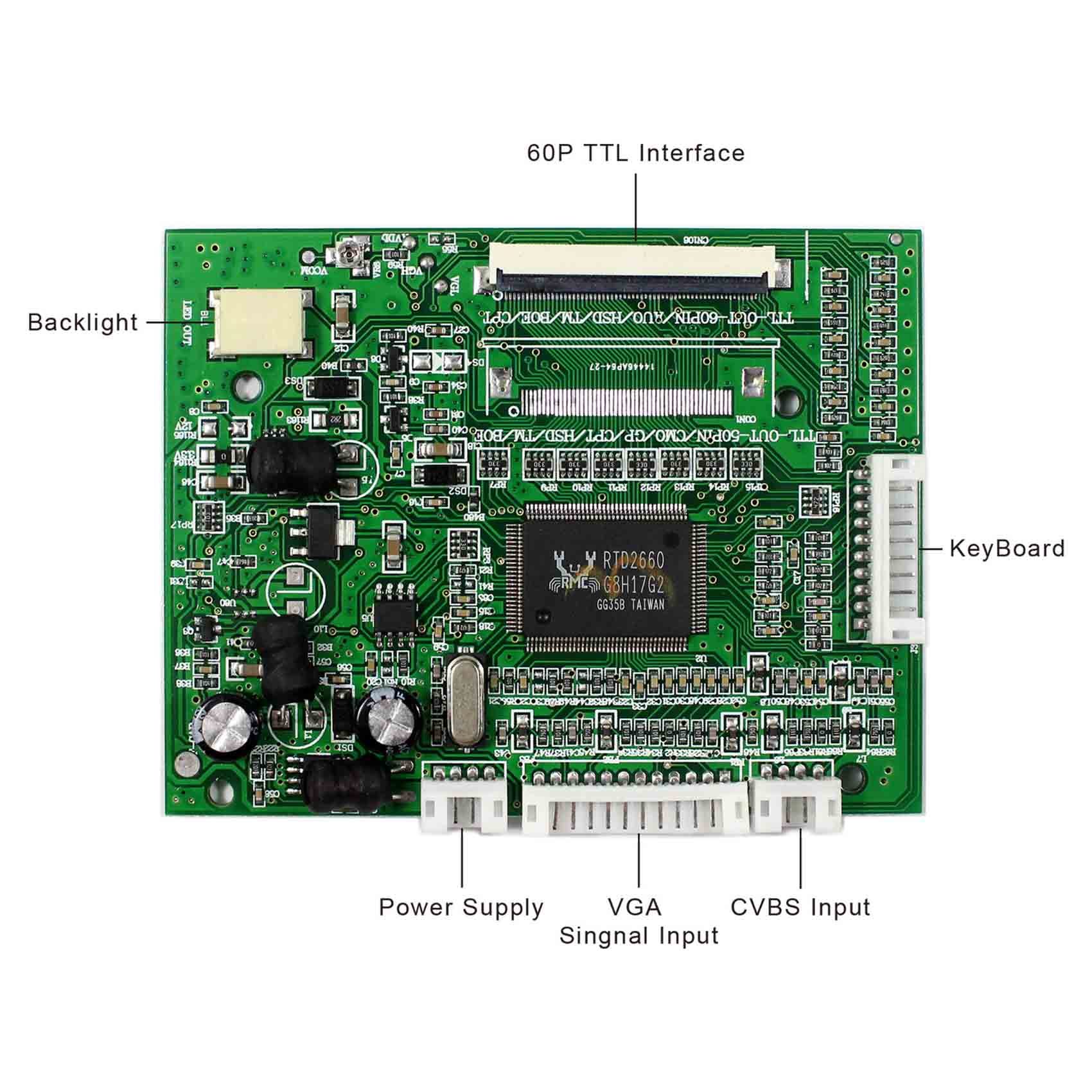 PCB800068 ovládací deska pro TFT LCD displej, 60pin TTL