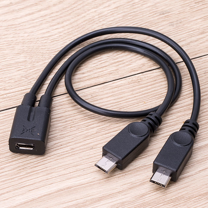 Micro USB 2.0 rozbočovač kabel 1F - 2M