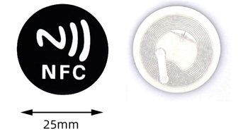 NFC nálepka tag, 25mm, NTAG213, 144 bytes