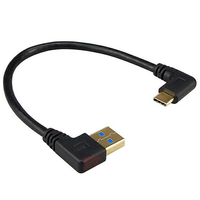 USB-C samec, USB-A samice, OTG kabel, lisované konektory, 25cm, černá barva