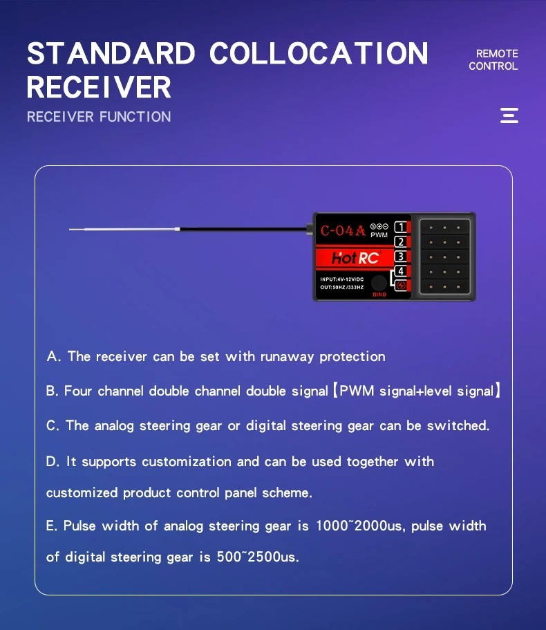 HotRC DS4A 4kanálový 2,4GHz FHSS vysílač  