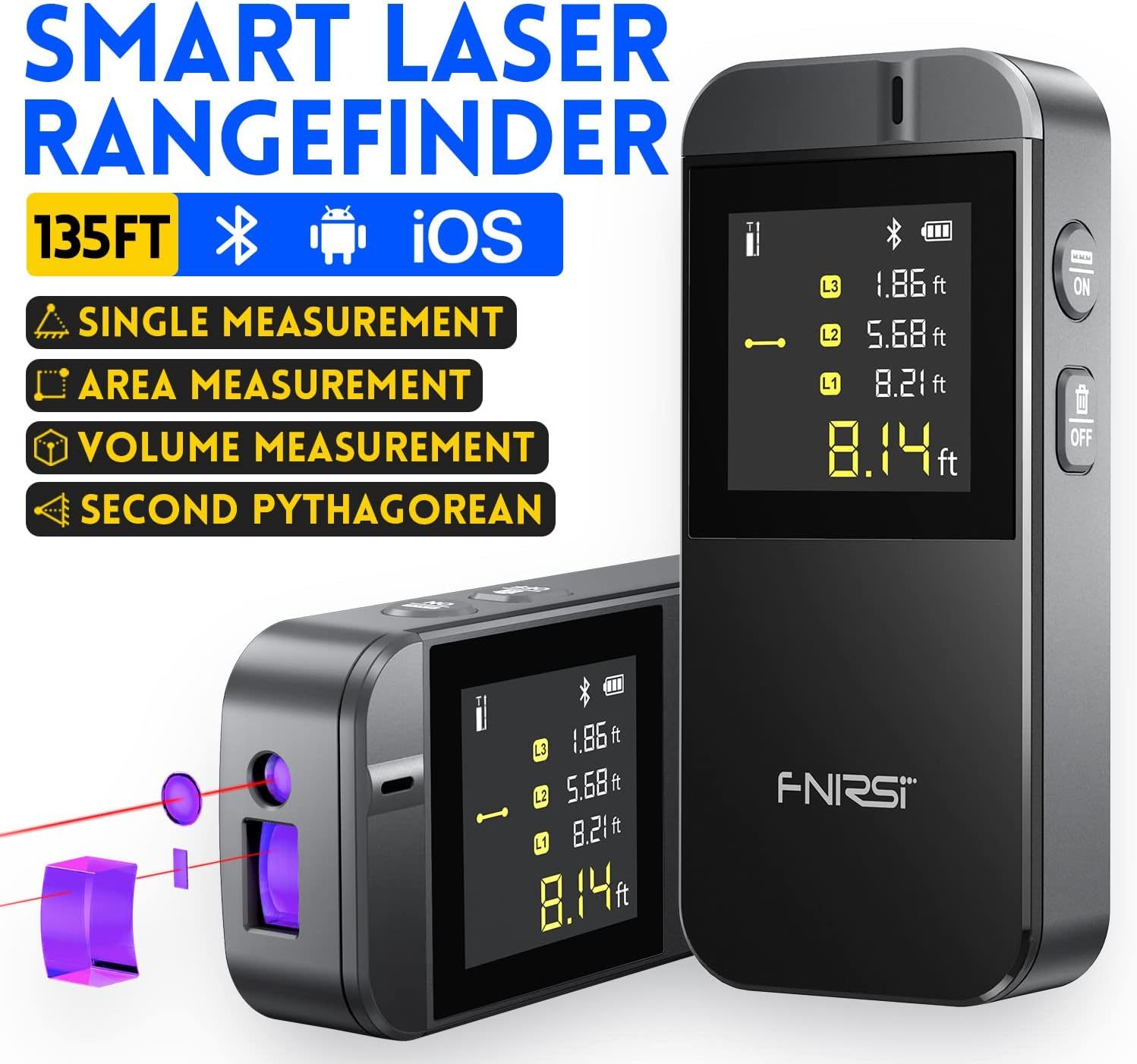 FNIRSI IR40 Smart laserový měřič vzdálenosti a plochy 40m, nabíjecí
