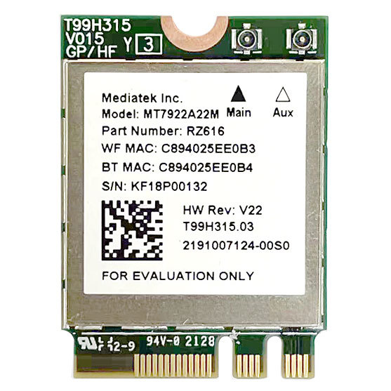 MediaTek MT7922 M.2 WiFi karta