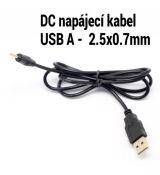 DC napájecí kabel z USB A portu na jack 2.5 x 0.7 mm