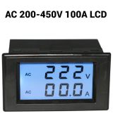 D85-2042A AC 200-450V/100A 2v1 LCD digitální ampérmetr/voltmetr panelový