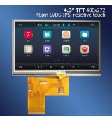 4.3" palcový TFT LCD displej 480x272 RT 40pin