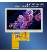 4.3" palcový TFT LCD displej 800x480 RT 40pin