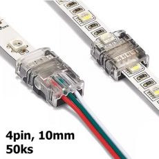 50ks 4pinový konektor pro 10mm LED RGB pásek 5050