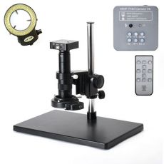 HY-1135 průmyslový mikroskop 10x-180x 48 MP – souprava se stojanem a LED osvětlením
