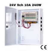 RGB-2410-09CBR impulsní napájecí zdroj, 24V DC, 9 portů, 10A, nástěnný v instalační skříňce